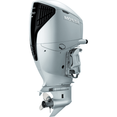 BF200 - Pacific Coast Marine and Diesel Silver Honda outboard motor, side view showing mounting bracket and propeller shaft