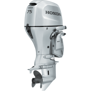 BF75 - Pacific Coast Marine and Diesel Honda 75 outboard motor for a boat, showing the propeller and stern mounting bracket.
