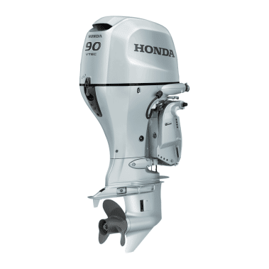 BF90 - Pacific Coast Marine and Diesel Honda 90 VTEC outboard motor for boats, side view.