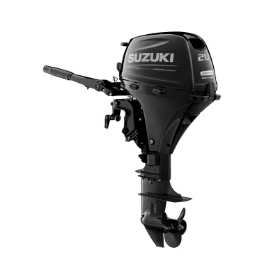 DF20 - Pacific Coast Marine and Diesel Suzuki outboard motor (20 hp) with tiller handle, side view