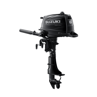 DF6 blk - Pacific Coast Marine and Diesel Suzuki 6-hp outboard motor in black with tiller handle and propeller lower unit